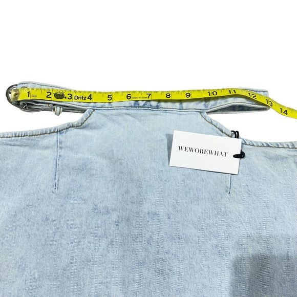 Revolve We Wore What Skirt Women S Denim Cut Out Mini Light Wash 90s Y2K Casual - Picture 3 of 16